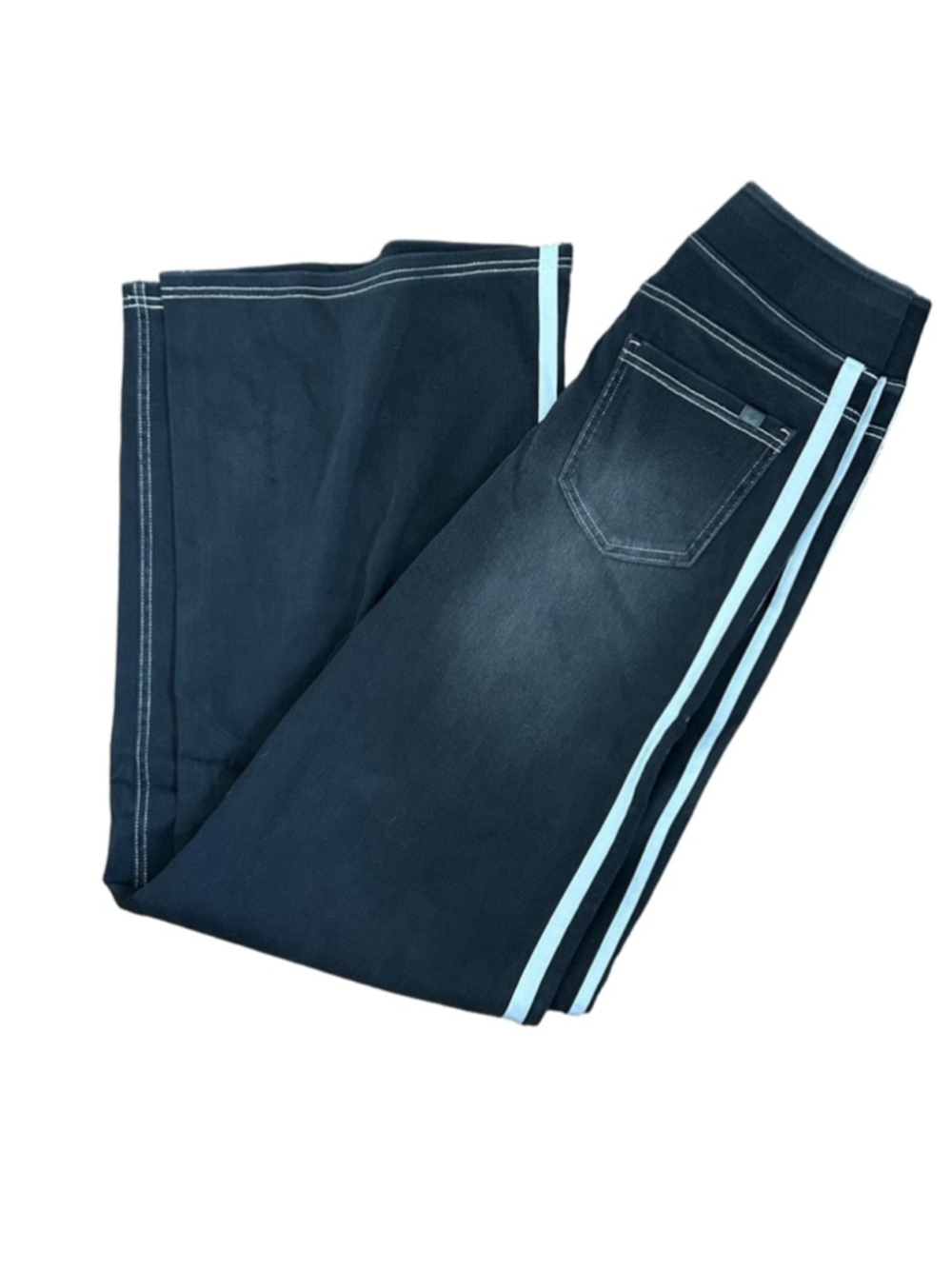 Halara Flex™ High Waisted Stripe Wide Leg Flowy Washed Casual Jeans Black in XS
